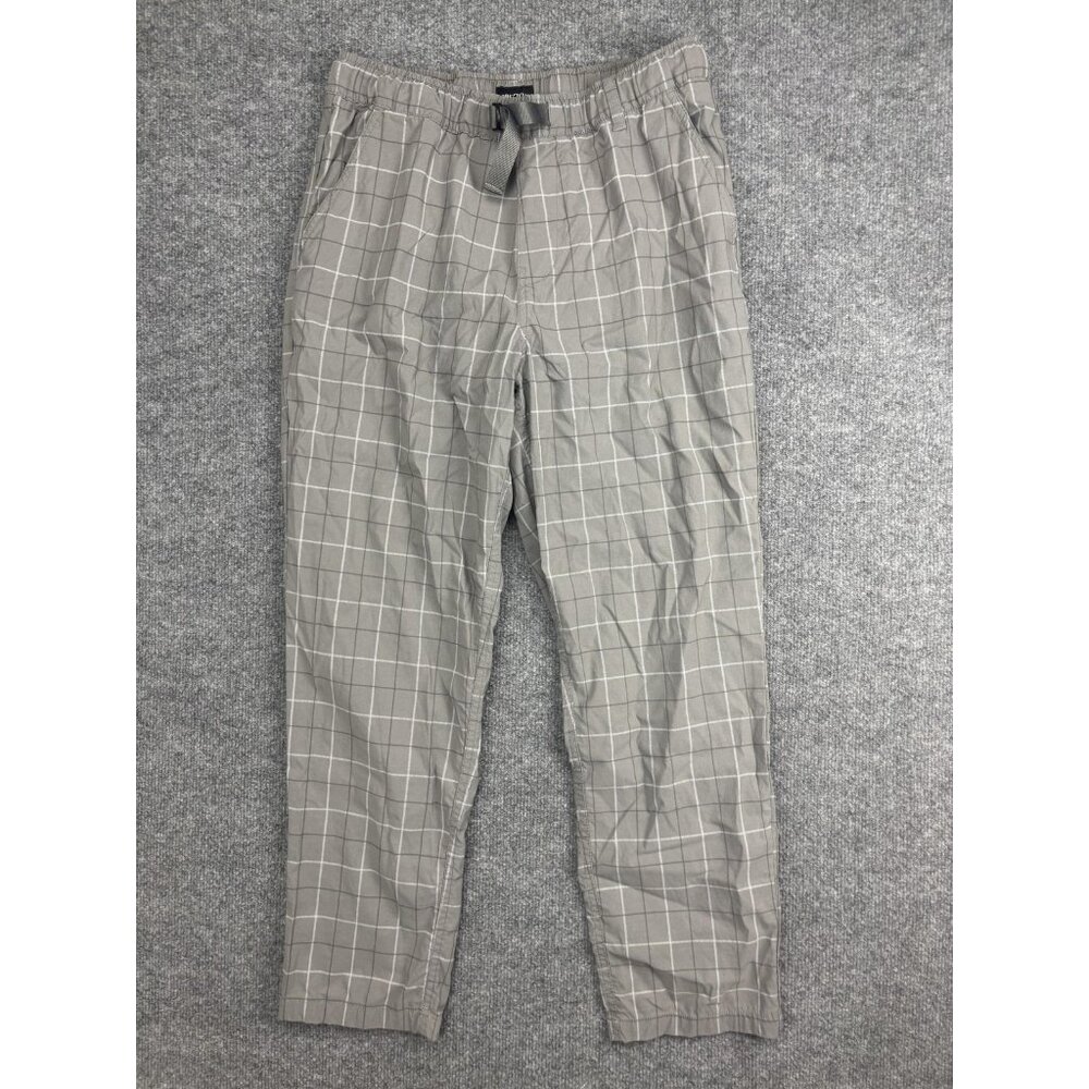 Brixton Pants Mens M Gray Steady Loose Fit Check‎ Elastic Waist Chino Stretch